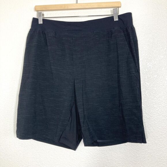 Lululemon Shorts Mens XL Black Gray Lined Drawstring Zip Pocket Athletic Running - Picture 1 of 16